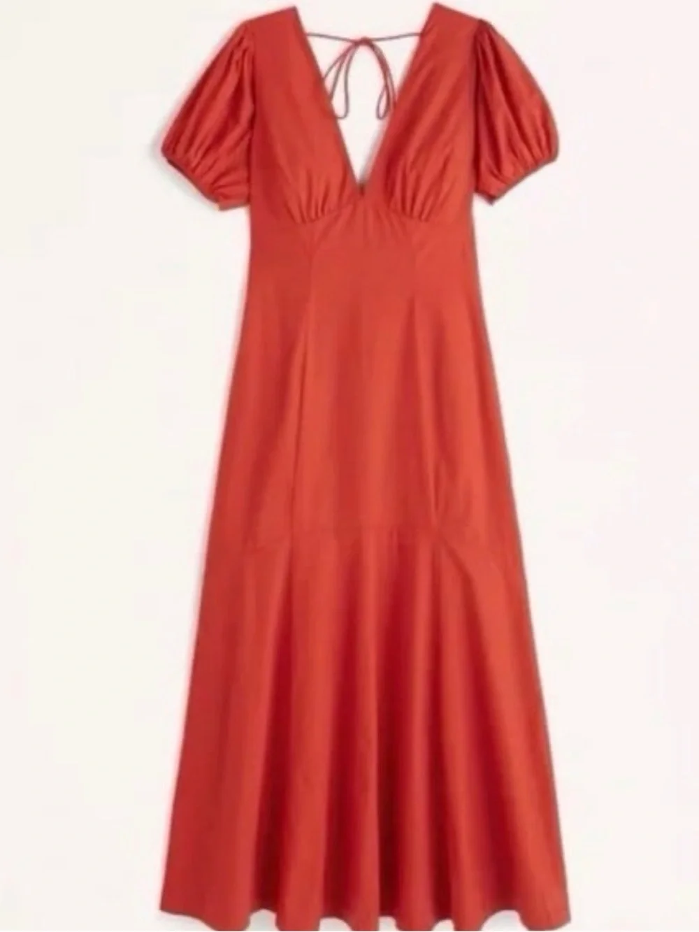 NWT Abercrombie Orange Puff Sleeve Poplin Midi Dress Wedding Fall XL